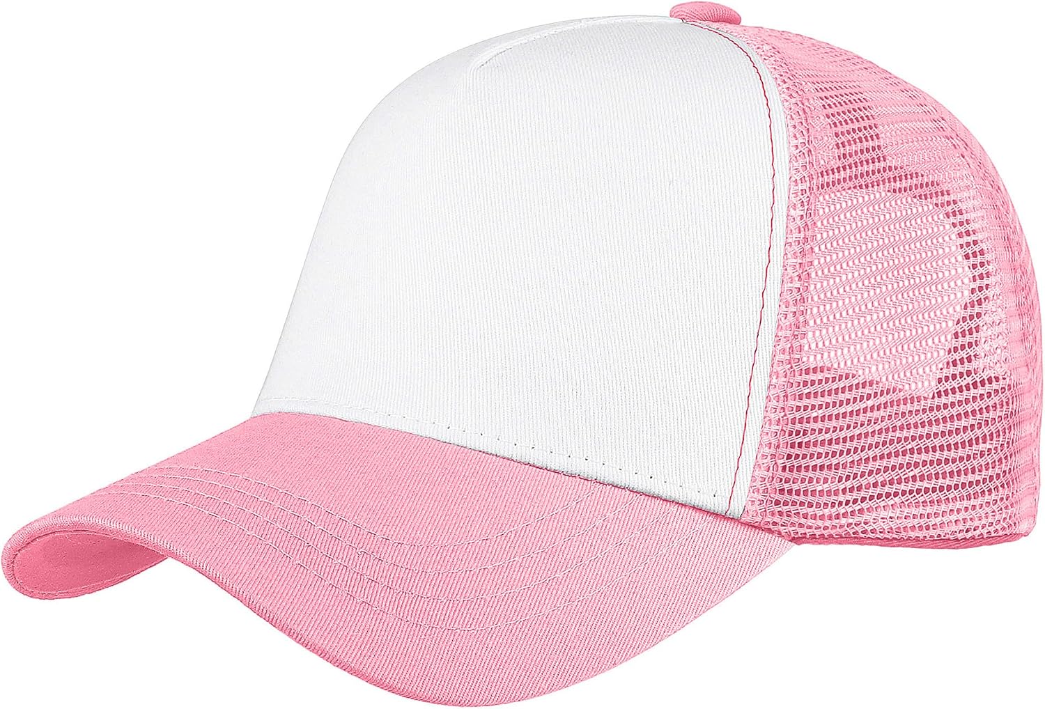 5-Panel Mesh Baseball Cap, Trucker Hat, Structured Plain Design, Cotton, Adjustable Size