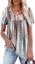 Womens T Shirts Short Sleeve Pleated Dressy Casual V Neck Summer Tops Blouses
