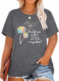 Womens Plus Size Dandelion Print Tshirt Cute Graphic Floral Tees Short Sleeve Summer Blessed Tee Tops