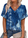 Womens Summer Tops 2026 V Neck Short Sleeve Shirts Trendy Dressy Casual Vacation Outfits Printed