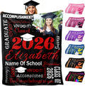 MyPupSocks Custom Graduation Blanket with Photo Name for Class of 2026, Personalized Throw Blanket for Daughter Son Granddaughter Grandson, Congratulations Gift, Black Red