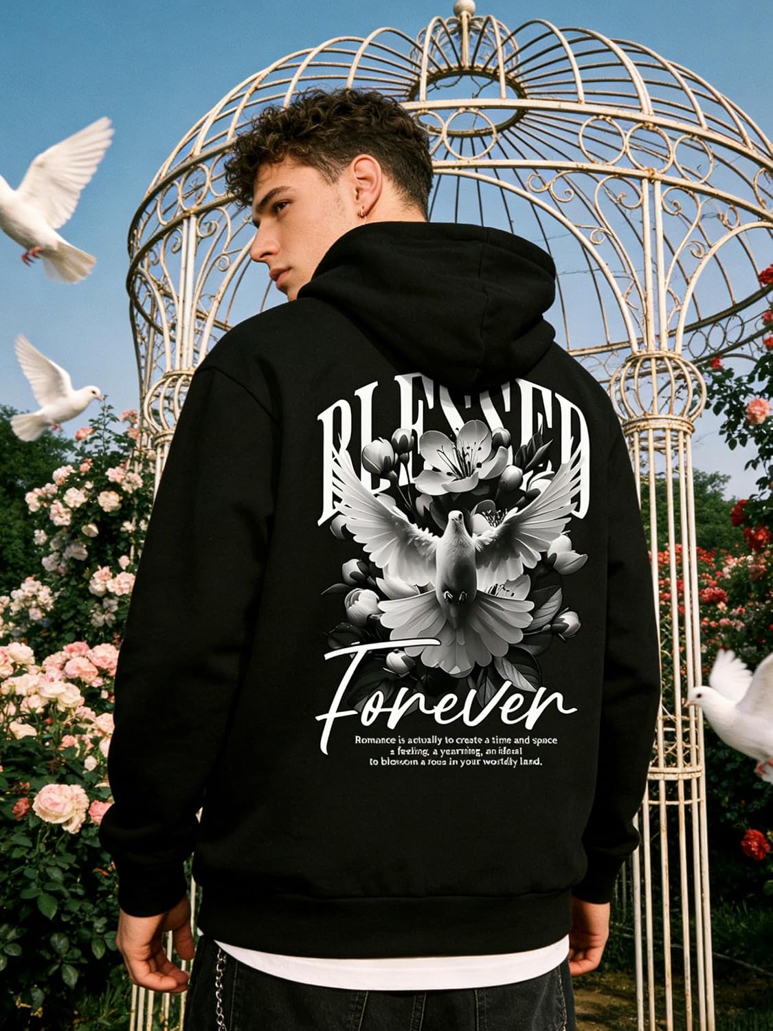 Men Hoodie, Pullover Sweatshirt with Pocket, Sizes XS-XXL