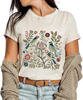 Women Vintage Boho Floral Wildflowers Tshirts Girls Graphic Tees Short Sleeve Tops