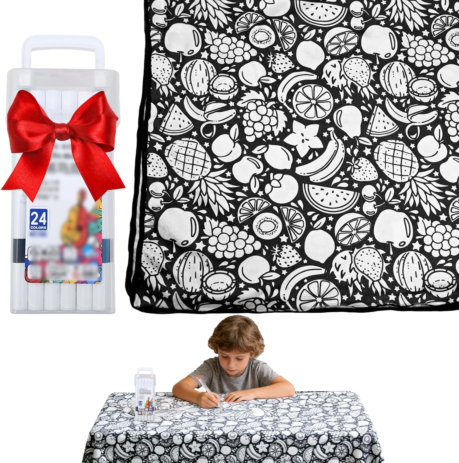 GDGJWL DIY Color Your Own Blanket with 24 Washable Markers, Customizable Fuzzy Velvet Blanket for Creative Personalization, Artistic Home Decor & Cozy Gift Idea