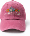 Mama Hats for Women, Adjustable Embroidered Mama Baseball Cap, Cute Floral Mom Hat, Gift for Mom Wife Daughter Sister