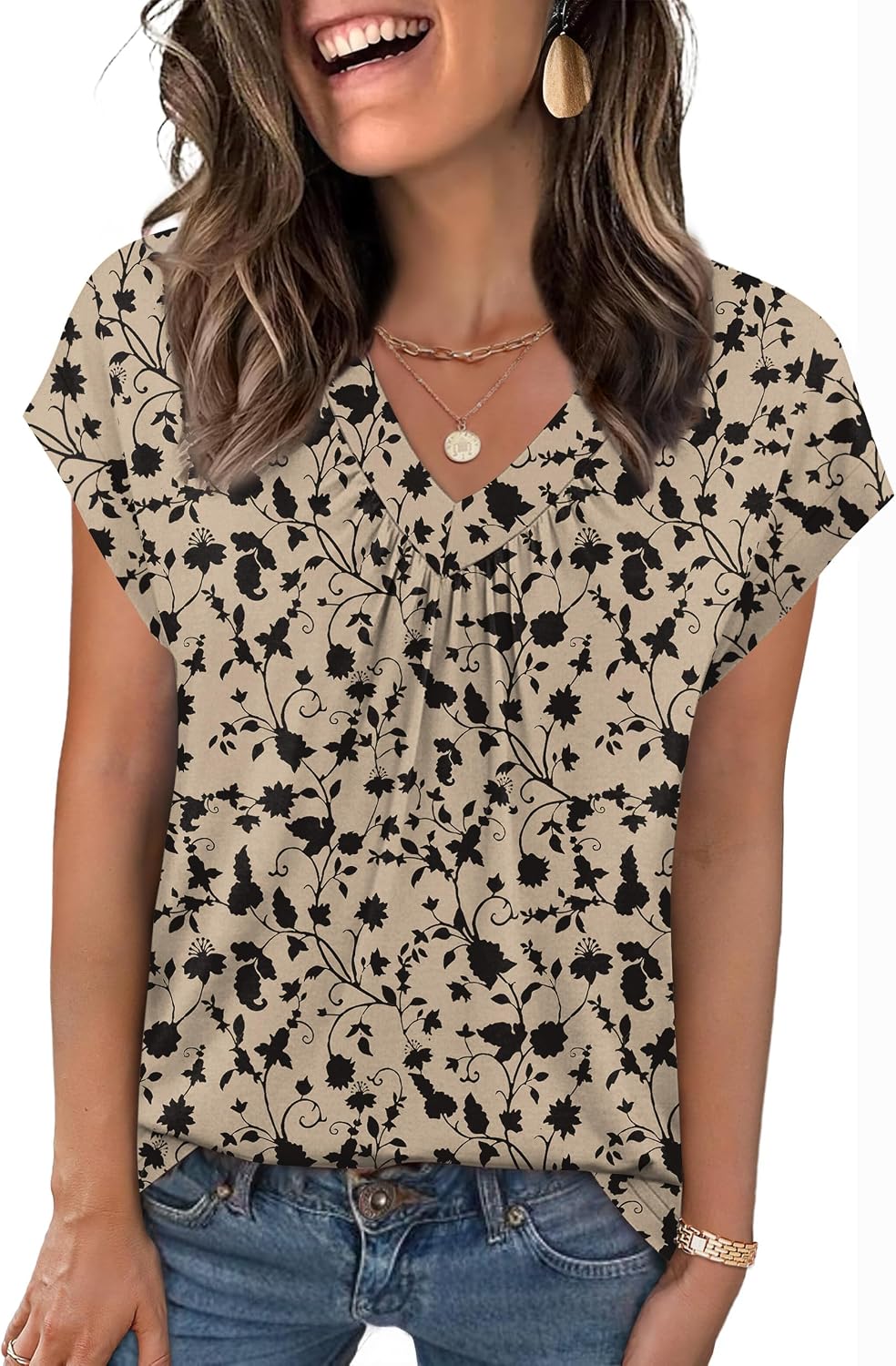 Womens Tops Short Sleeve V Neck Shirts Summer Dressy Casual Business Clothes Work Blouses Fashion Clothing Outfits