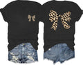 Bow Leopard Shirt for Women Cheetah T-Shirts for Women Bow Graphic Tees Short Sleeve Aesthetic Tee Top