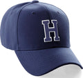 Classic Baseball Hat Custom A to Z Initial Team White Navy Letter