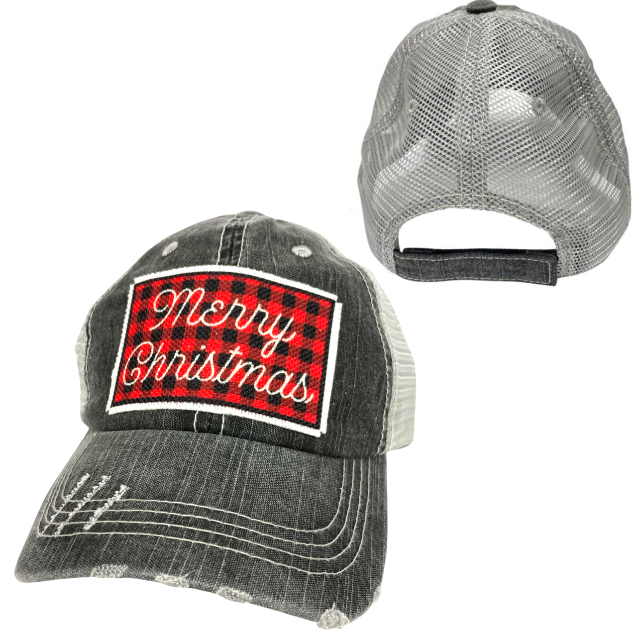 Merry Christmas Buffalo Check | Unisex Hat | Distressed
