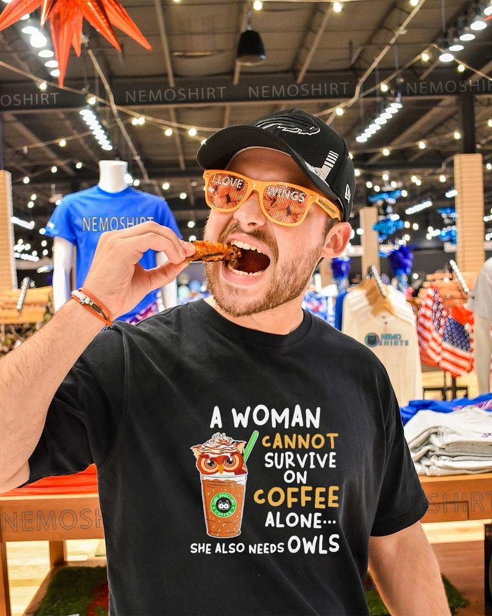 A woman cannot survive on coffee alone shirt