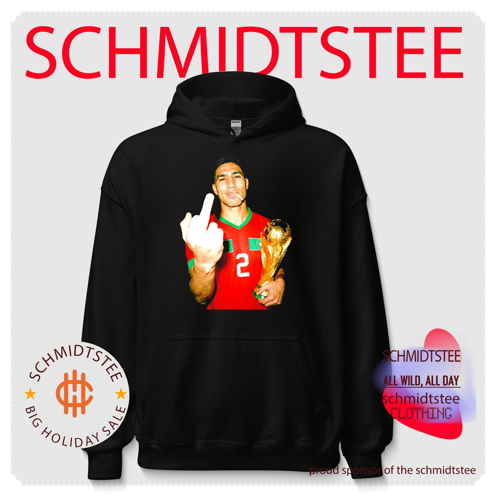 Achraf Hakimi Morocco World Cup middle finger and trophy shirt