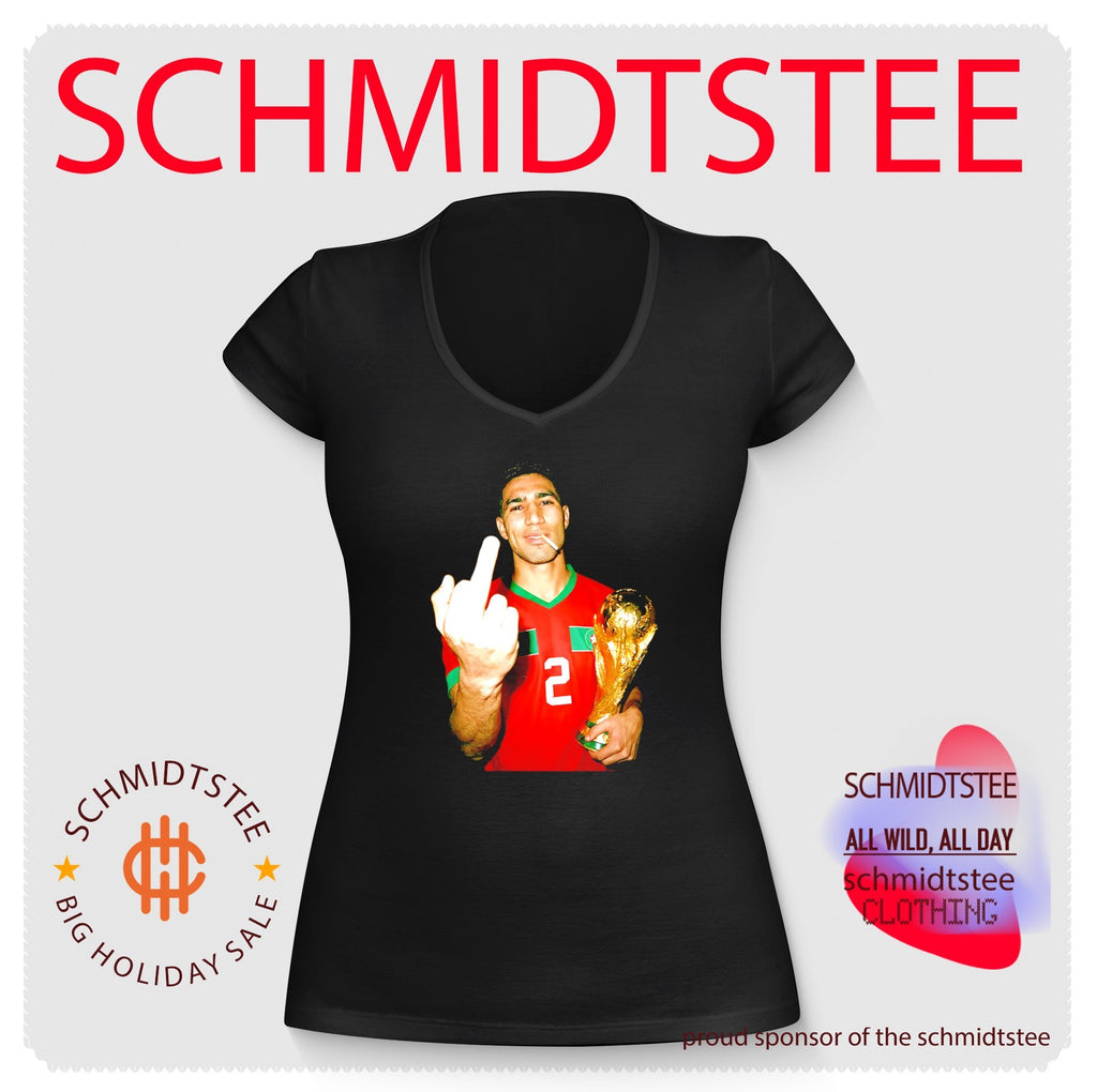 Achraf Hakimi Morocco World Cup middle finger and trophy shirt