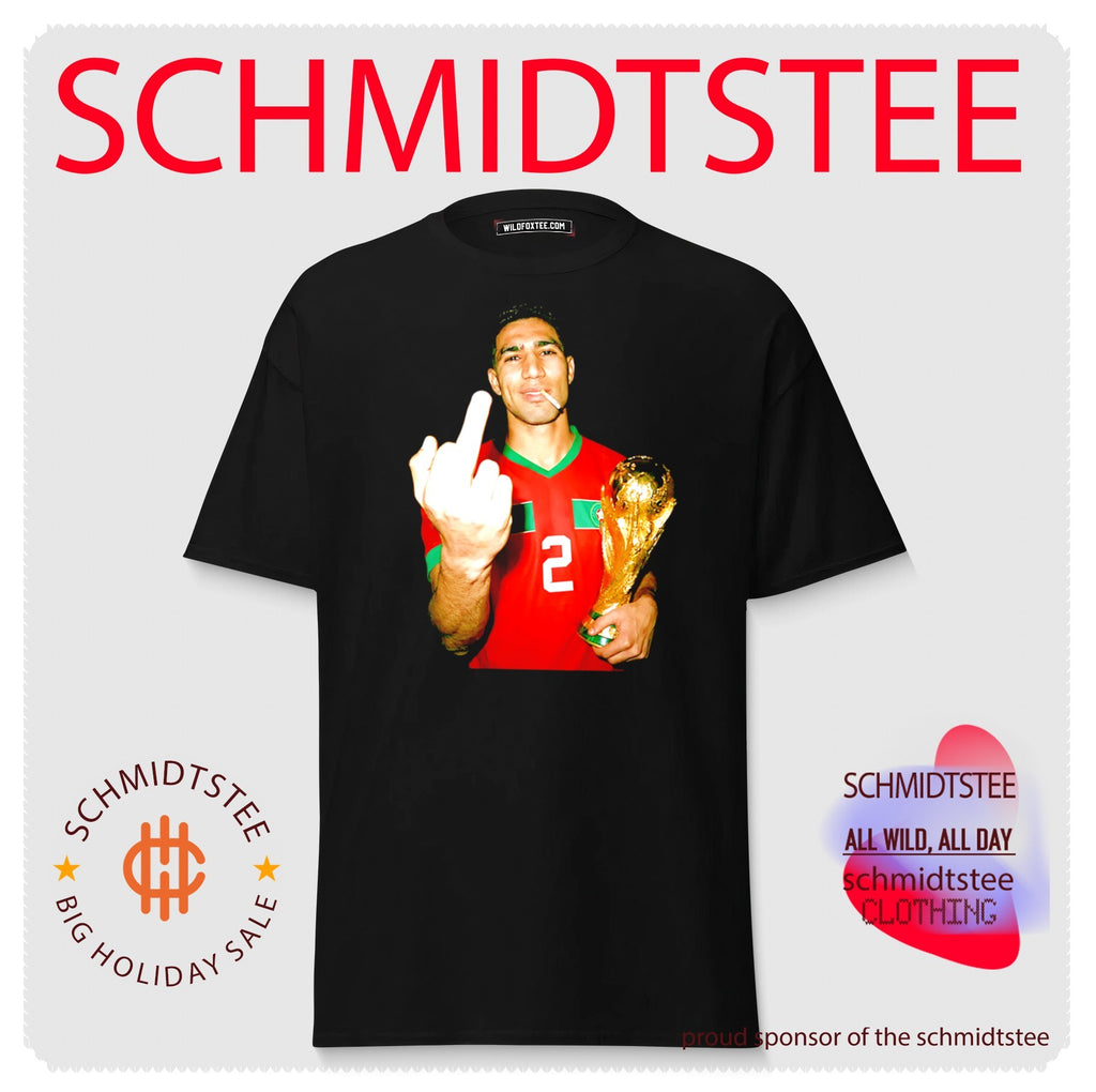 Achraf Hakimi Morocco World Cup middle finger and trophy shirt