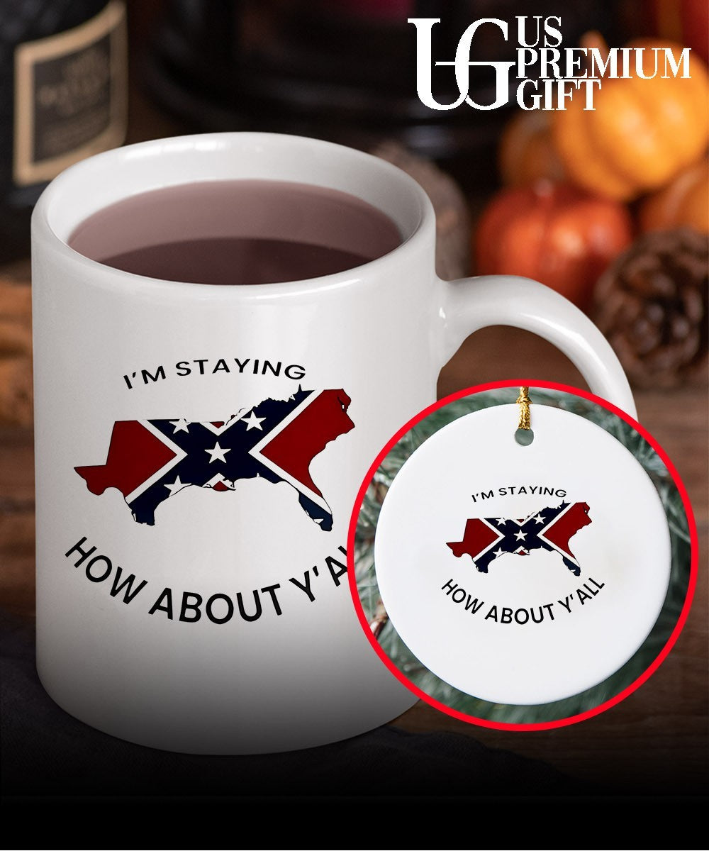 American South Confederate Flag Map I’m Staying How About Y’all shirt