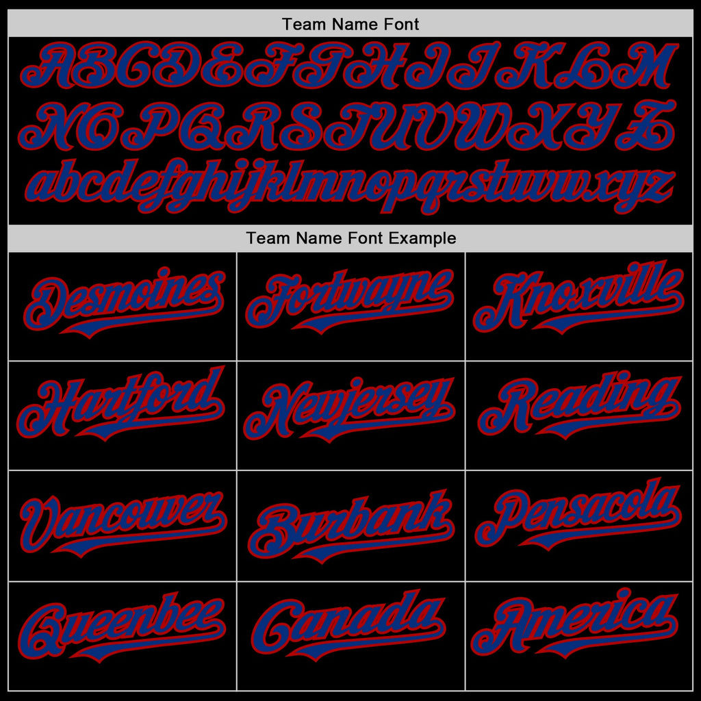 Custom Black Royal-Red 3 Colors Arm Shapes Authentic Baseball Jersey
