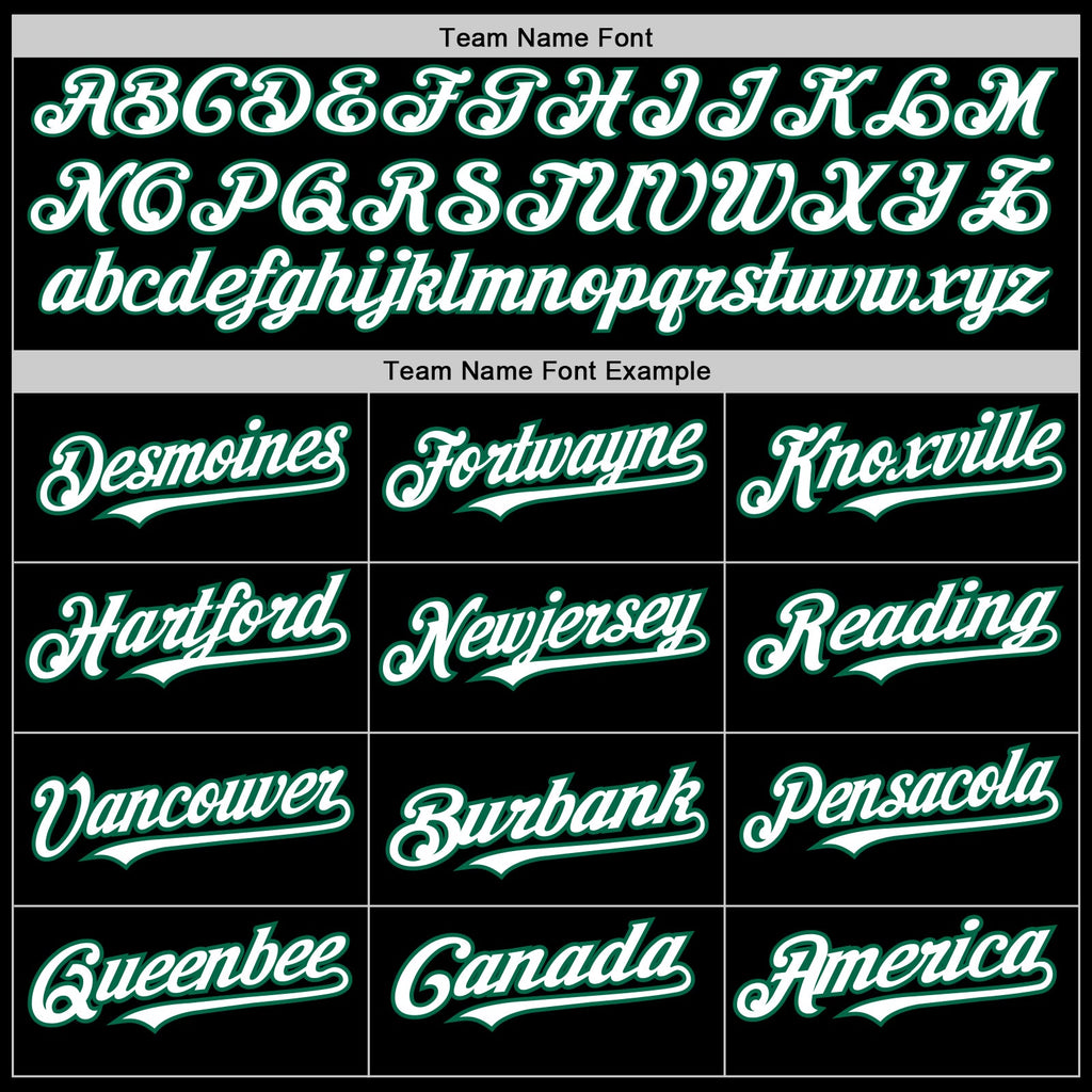 Custom Black White-Kelly Green 3 Colors Arm Shapes Authentic Baseball Jersey