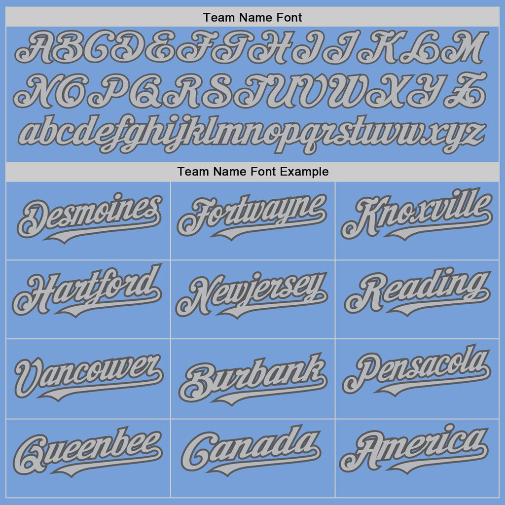 Custom Light Blue Gray-Steel Gray 3 Colors Arm Shapes Authentic Baseball Jersey