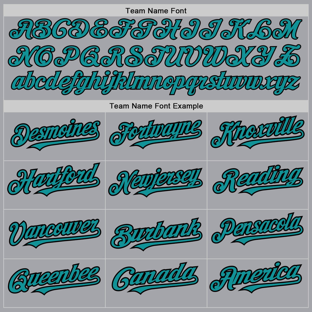 Custom Gray Teal-Black 3 Colors Arm Shapes Authentic Baseball Jersey