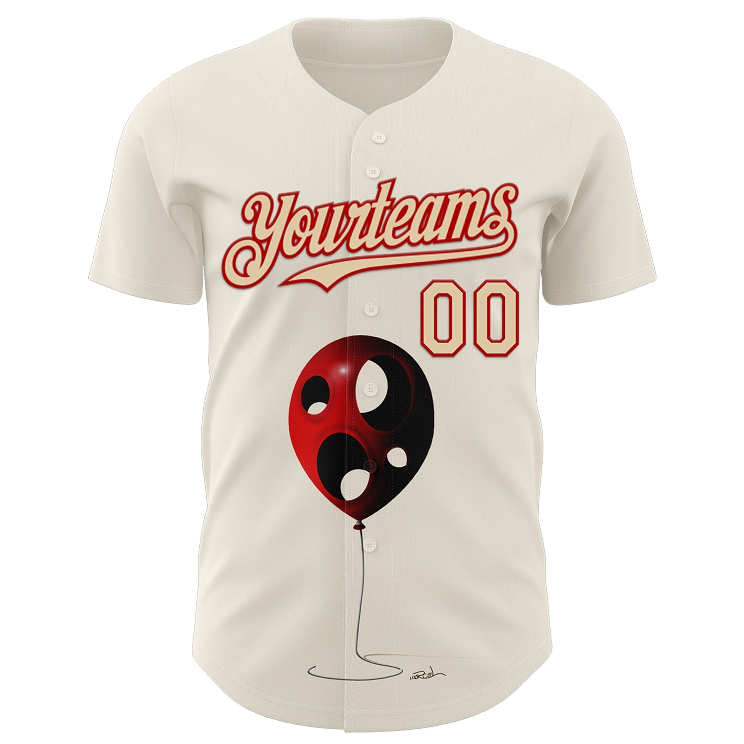 Custom Cream City Cream-Red 3D Marcel Caram Leaked Ballon Authentic Baseball Jersey