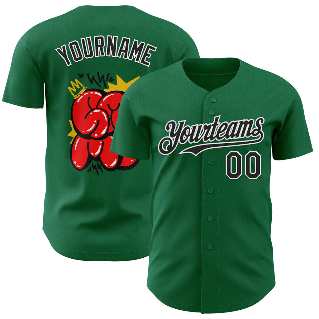 Custom Kelly Green Black-White 3D Alexandra Ramirez Game Plan Street Art Authentic Baseball Jersey