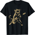 Cat Playing Guitar Rock Star Rock and Roll Men Women Kids T-Shirt