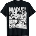Avengers Retro Black and White Comic Graphic Short Sleeve T-Shirt