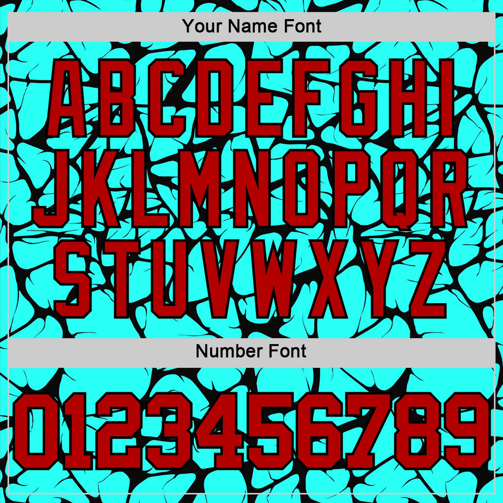 Custom Aqua Red-Black Abstract Network Round Neck Sublimation Basketball Suit Jersey