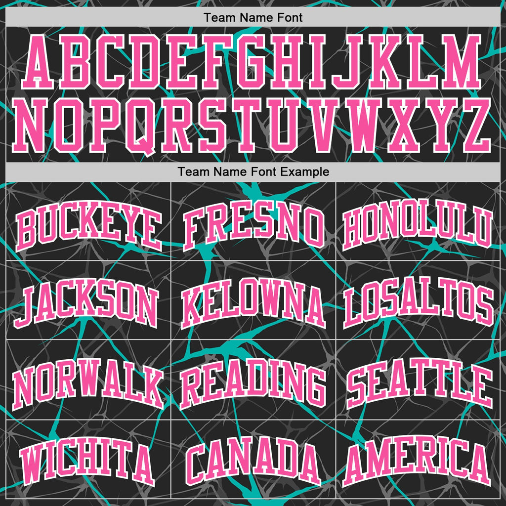 Custom Black Pink Aqua-White Abstract Network Round Neck Sublimation Basketball Suit Jersey