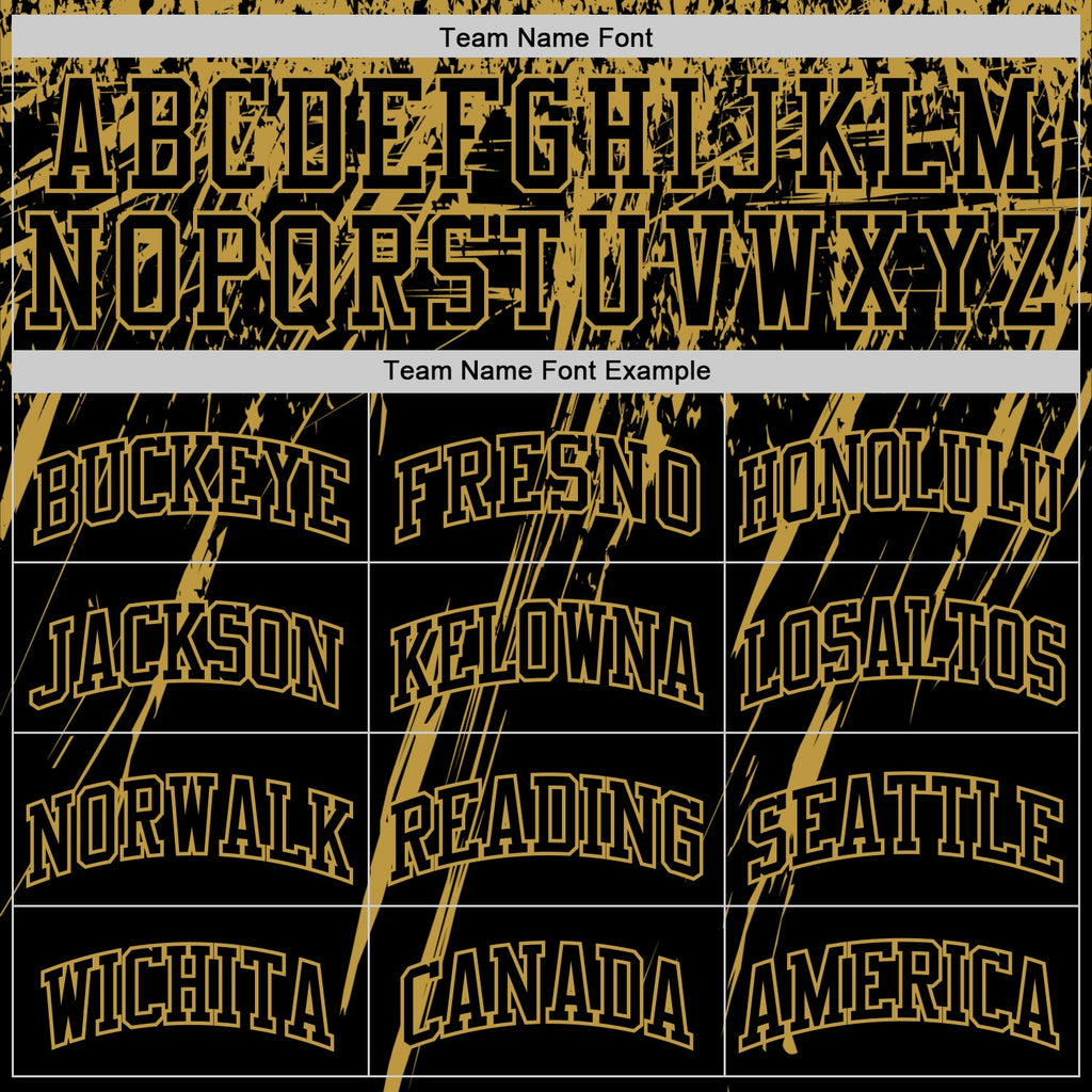 Custom Black Old Gold Splash Round Neck Sublimation Basketball Suit Jersey