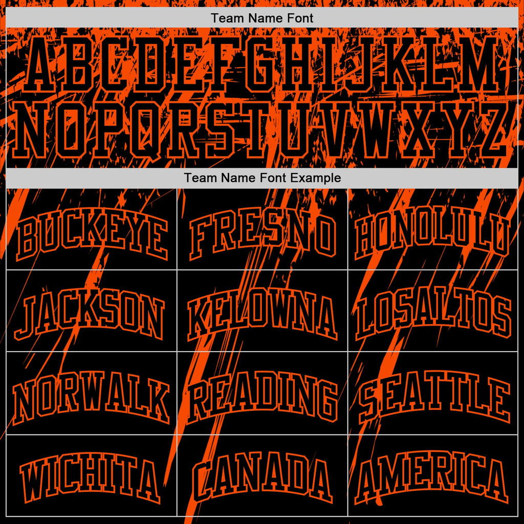 Custom Black Orange Splash Round Neck Sublimation Basketball Suit Jersey