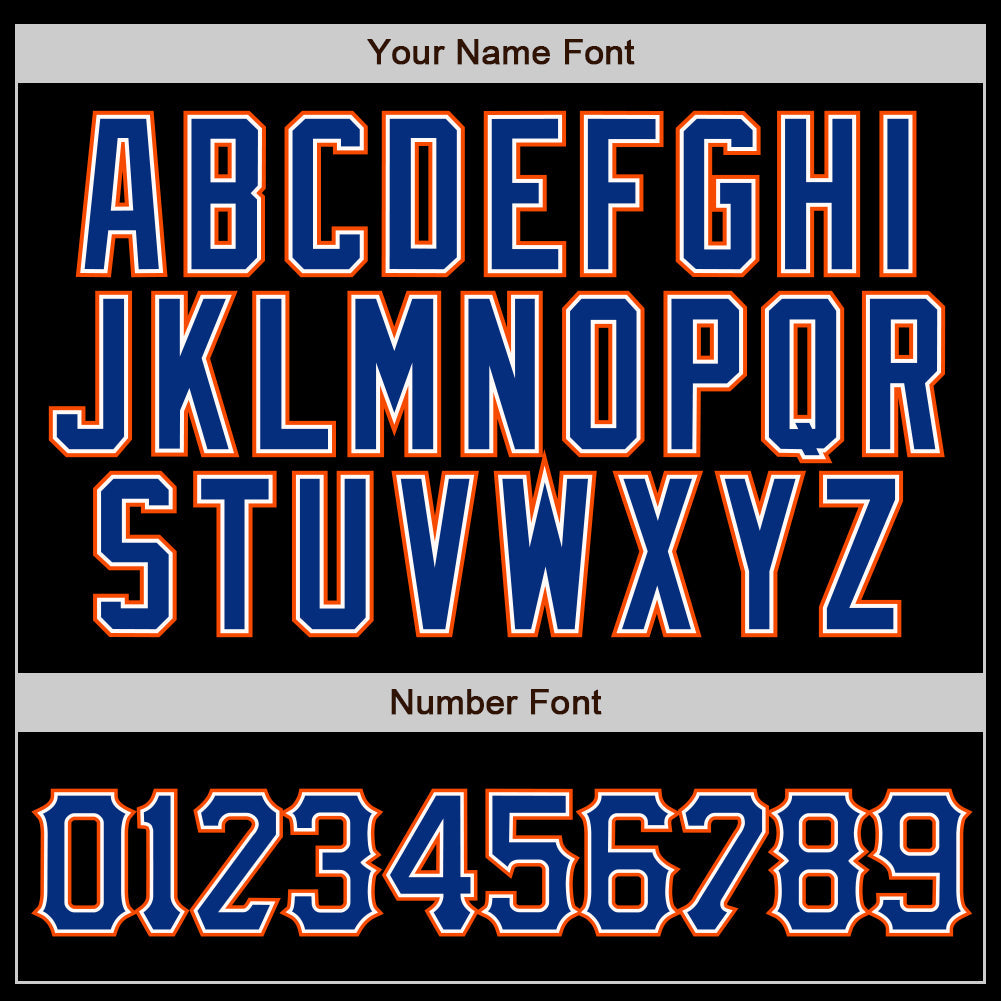 Custom Black Royal Pinstripe Royal-Orange Authentic Baseball Jersey