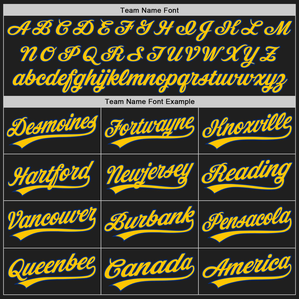 Custom Black Royal Pinstripe Royal-Yellow Authentic Baseball Jersey