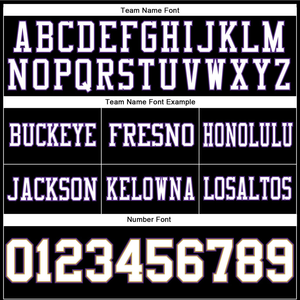 Custom Black White Old Gold-Purple Authentic Football Jersey