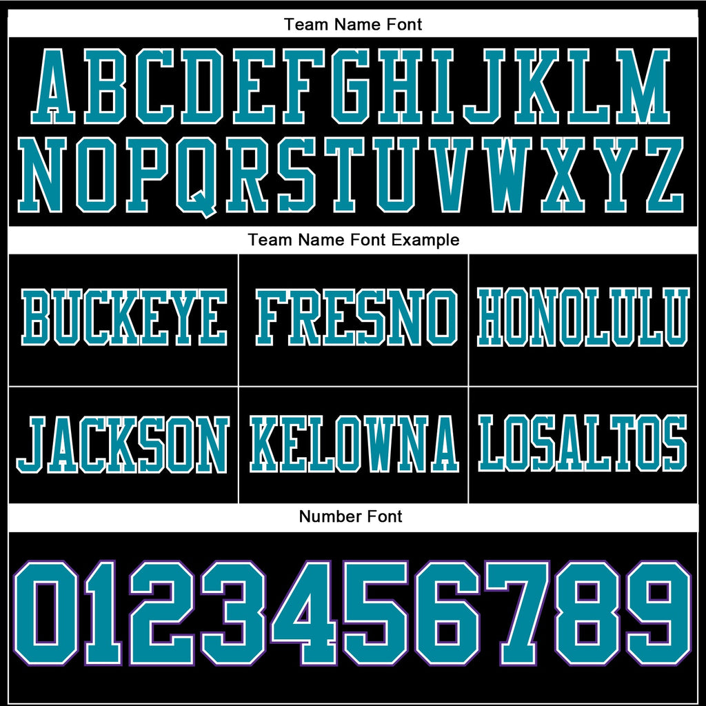 Custom Black Teal-Purple Authentic Football Jersey