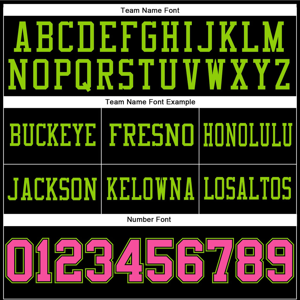 Custom Black Pink-Neon Green Authentic Football Jersey