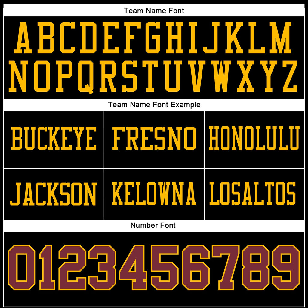 Custom Black Burgundy-Gold Authentic Football Jersey