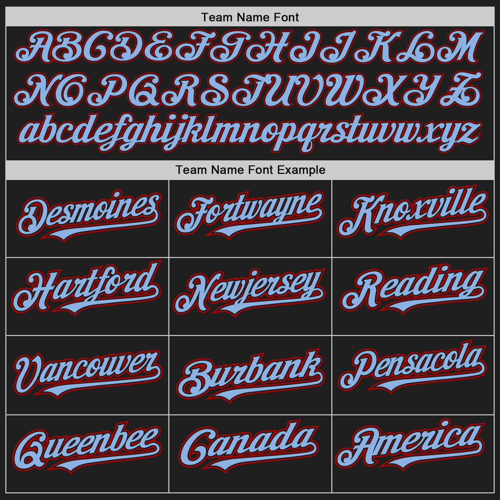 Custom Black Light Blue Pinstripe Red Authentic Baseball Jersey