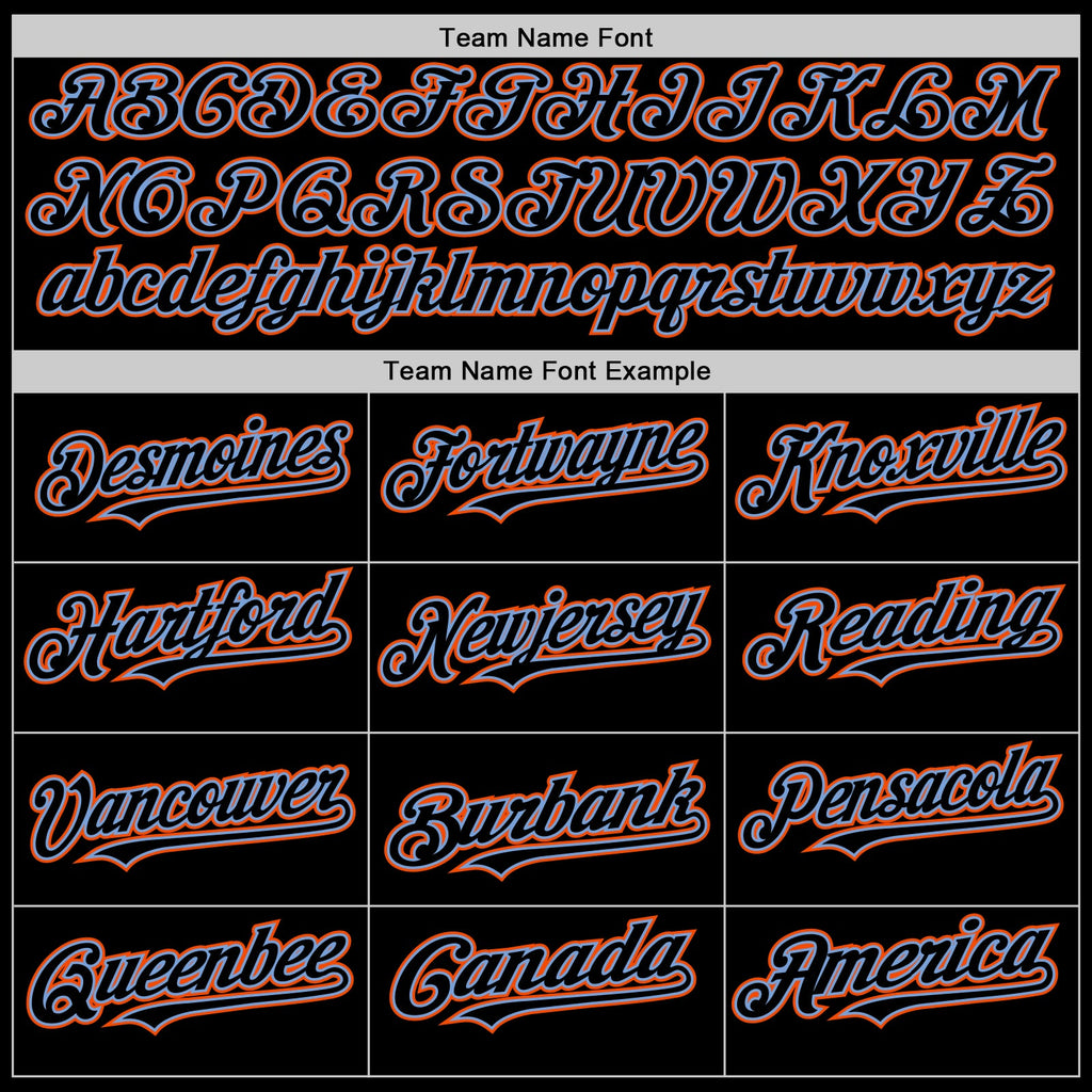 Custom Black Powder Blue-Orange Mesh Authentic Throwback Baseball Jersey