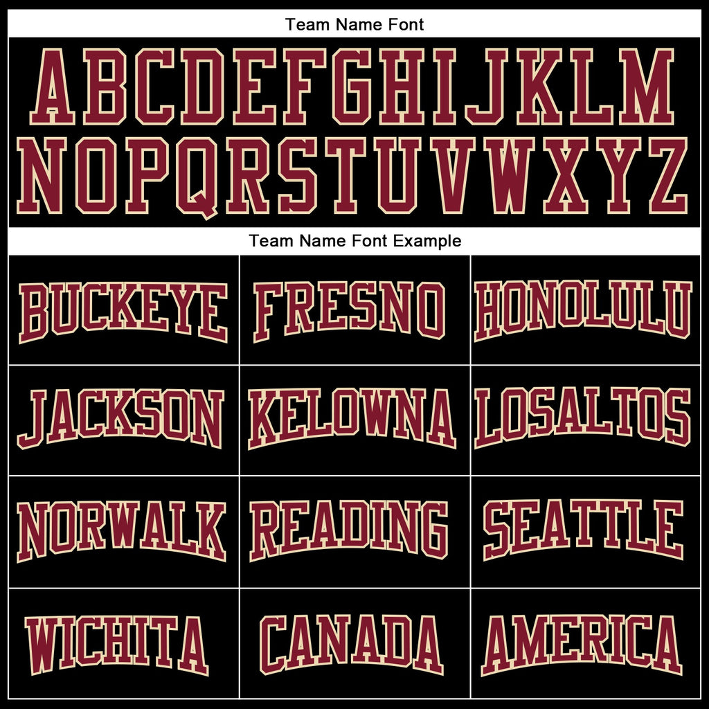 Custom Black Cream-Crimson Authentic Football Jersey