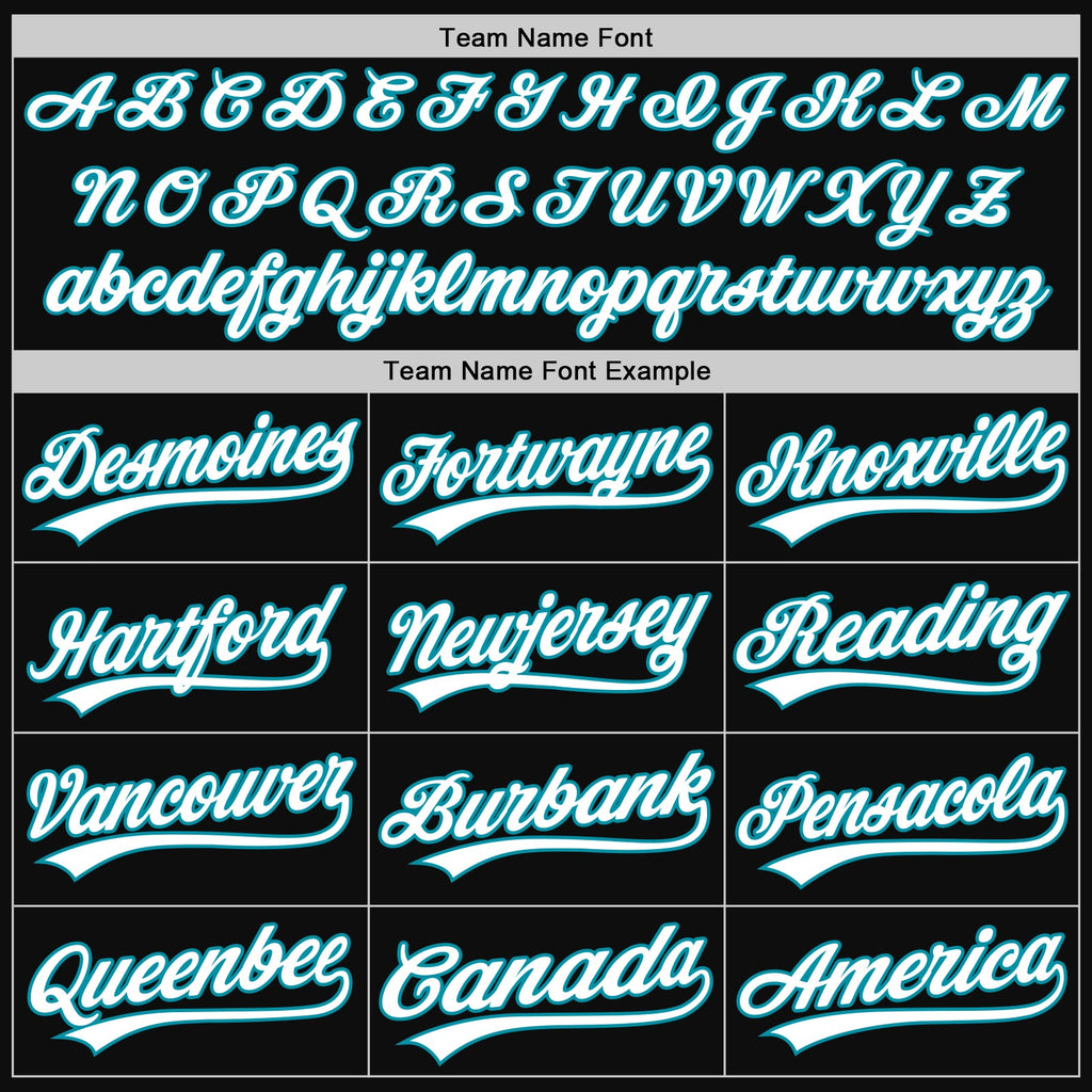 Custom Black White-Teal Authentic Throwback Baseball Jersey