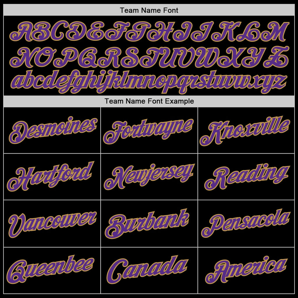 Custom Black Purple-Old Gold Authentic Throwback Basketball Jersey