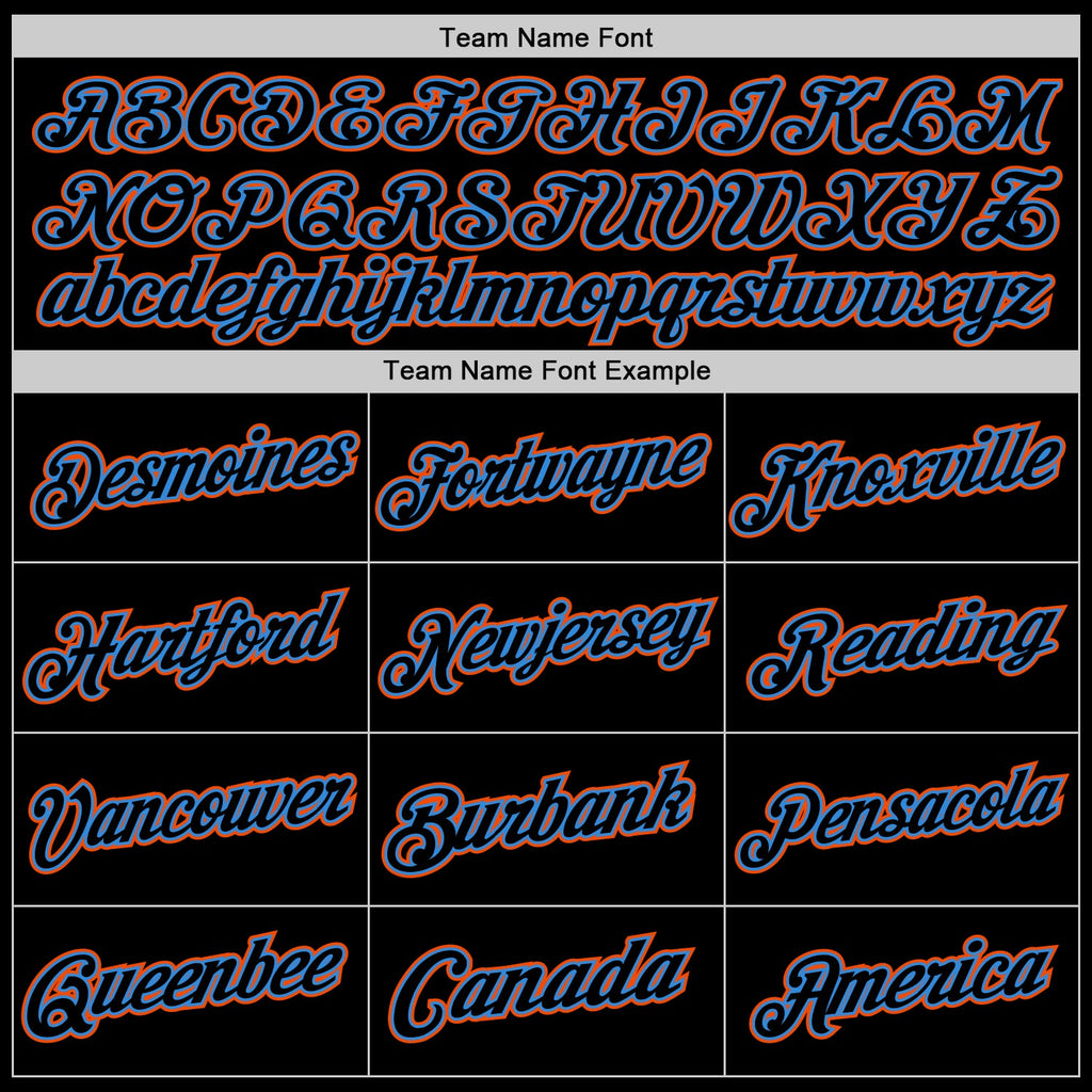 Custom Black Powder Blue-Orange Authentic Throwback Basketball Jersey