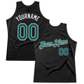 Custom Black Midnight Green-White Authentic Throwback Basketball Jersey