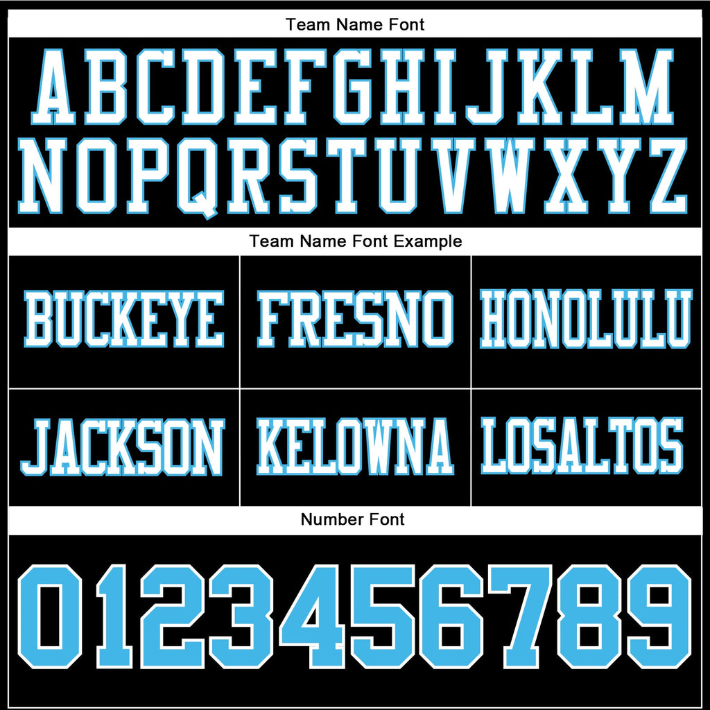 Custom Black Sky Blue-White Authentic Football Jersey