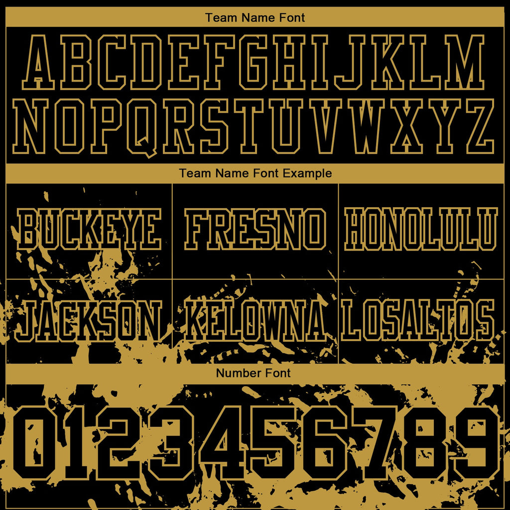 Custom Black Old Gold 3D Pattern Splash Authentic Football Jersey