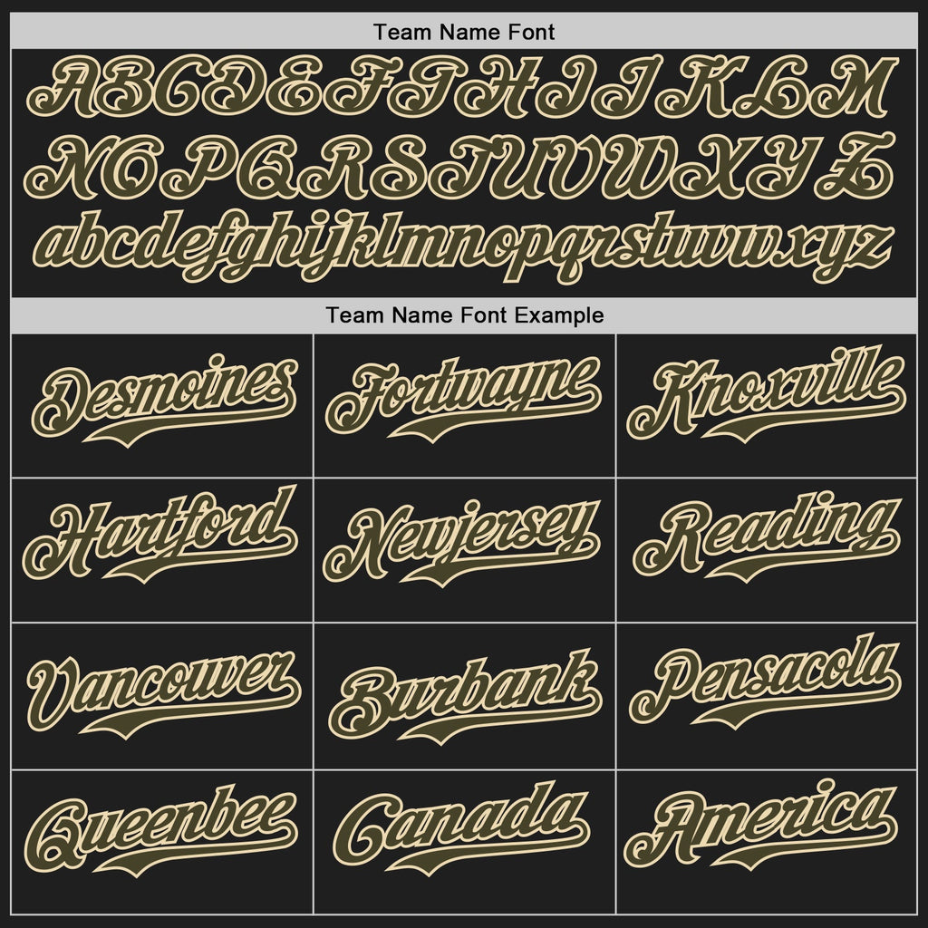 Custom Black Olive-Cream Authentic Baseball Jersey