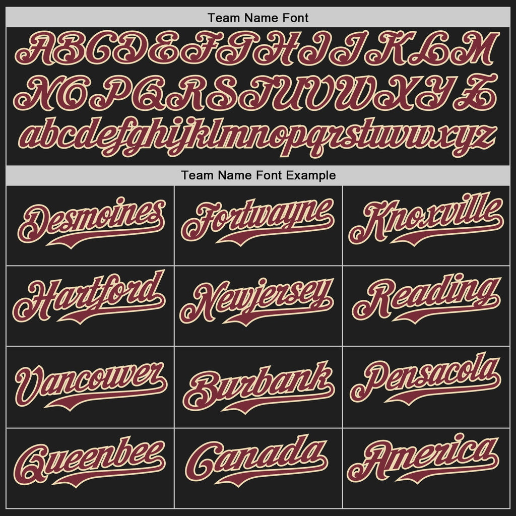 Custom Black Burgundy-Cream Authentic Baseball Jersey