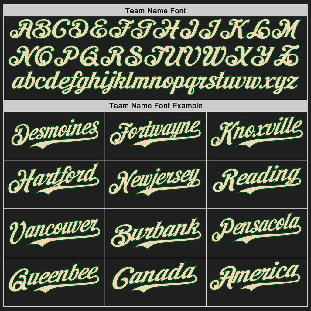 Custom Black Cream-Green Authentic Baseball Jersey