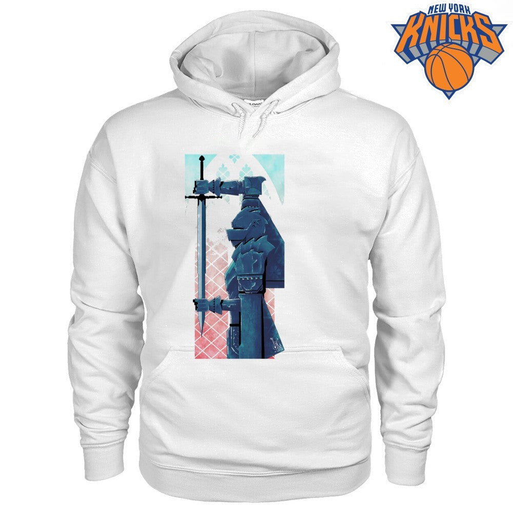 Blue Armor Gothic Knight With Sword Graphic Art Shirt