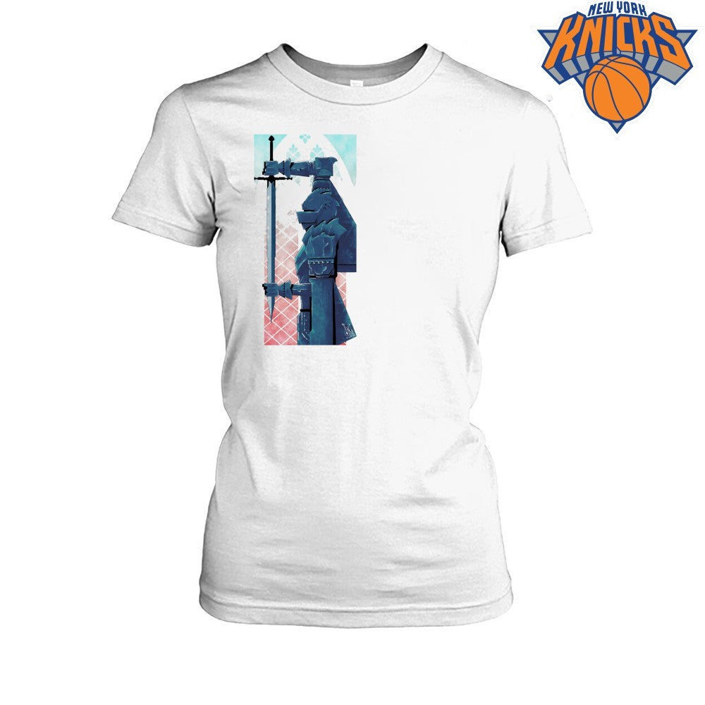 Blue Armor Gothic Knight With Sword Graphic Art Shirt